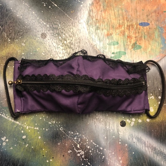 Purple and black “Zip the lips” face mask - Picture 2 of 2